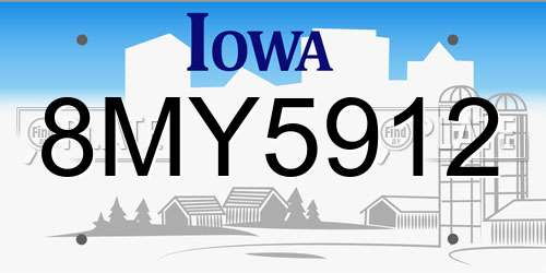 8MY5912 Iowa License Plate