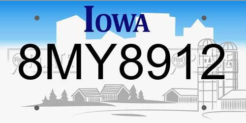 8MY8912 Iowa License Plate