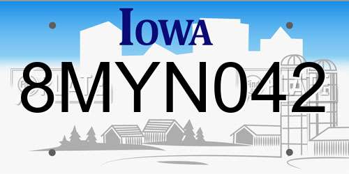 8MYN042 Iowa License Plate