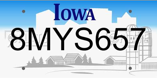 8MYS657 Iowa License Plate
