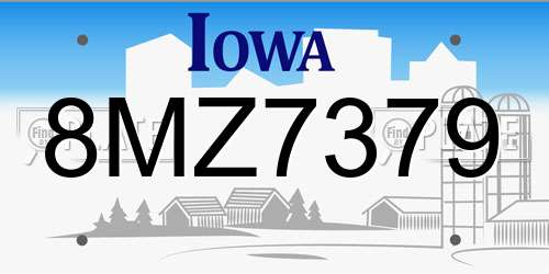8MZ7379 Iowa License Plate