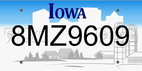 8MZ9609 Iowa License Plate