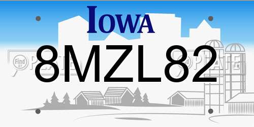 8MZL82 Iowa License Plate