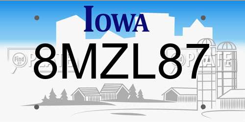 8MZL87 Iowa License Plate