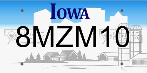 8MZM10 Iowa License Plate