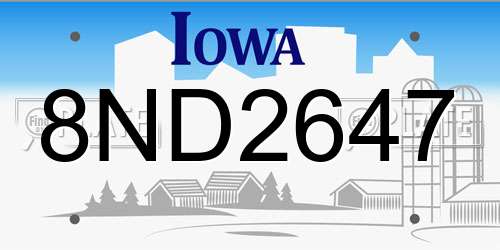 8ND2647 Iowa License Plate