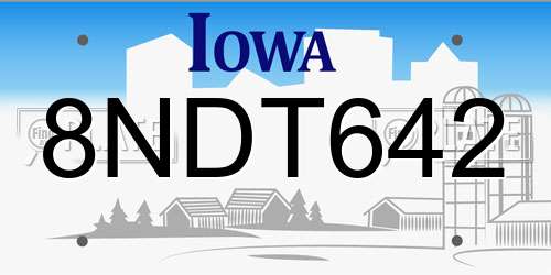8NDT642 Iowa License Plate