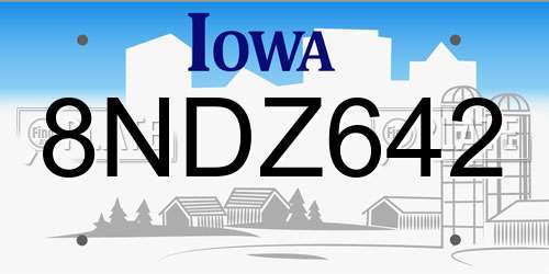 8NDZ642 Iowa License Plate