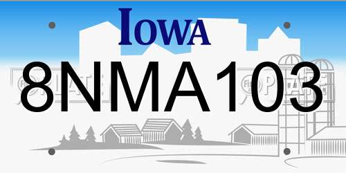 8NMA103 Iowa License Plate