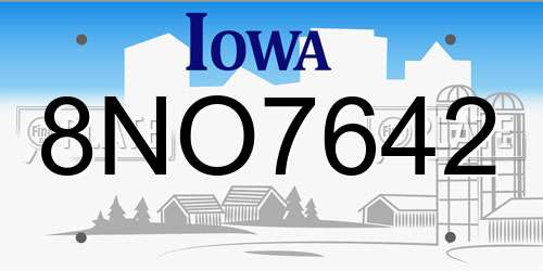 8NO7642 Iowa License Plate