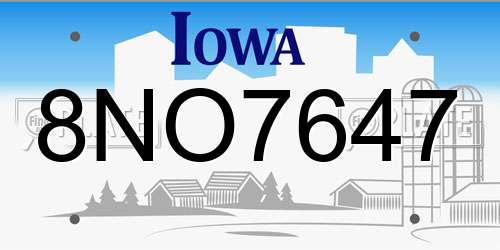 8NO7647 Iowa License Plate