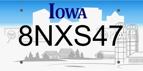 8NXS47 Iowa License Plate