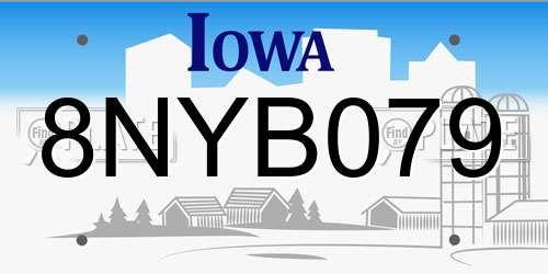 8NYB079 Iowa License Plate