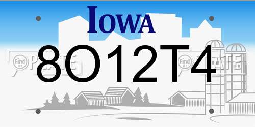 8O12T4 Iowa License Plate