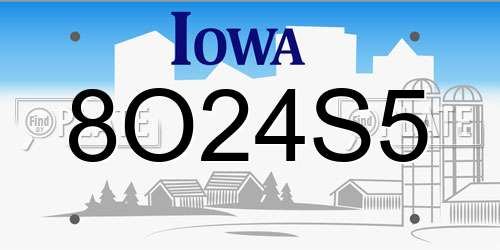 8O24S5 Iowa License Plate