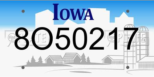 8O50217 Iowa License Plate