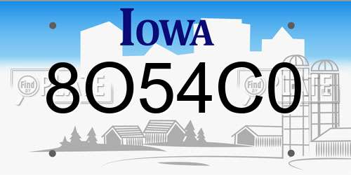 8O54C0 Iowa License Plate