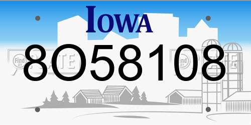 8O58108 Iowa License Plate