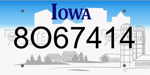 8O67414 Iowa License Plate