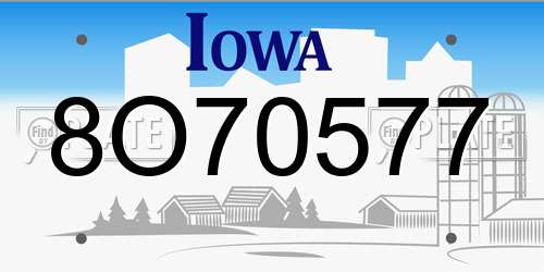 8O70577 Iowa License Plate