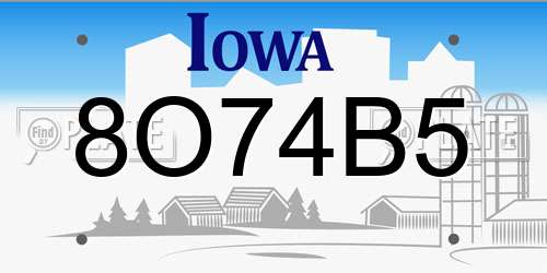 8O74B5 Iowa License Plate