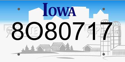 8O80717 Iowa License Plate
