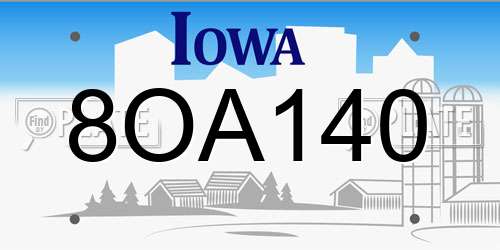 8OA140 Iowa License Plate
