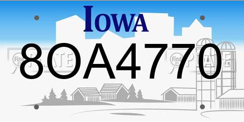 8OA4770 Iowa License Plate