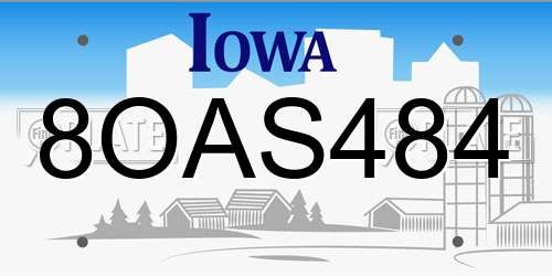 8OAS484 Iowa License Plate