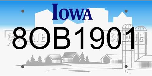 8OB1901 Iowa License Plate