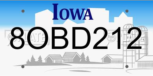 8OBD212 Iowa License Plate