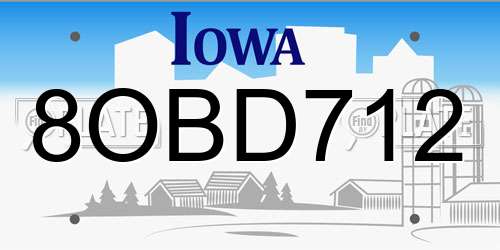 8OBD712 Iowa License Plate