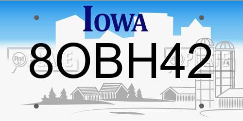 8OBH42 Iowa License Plate