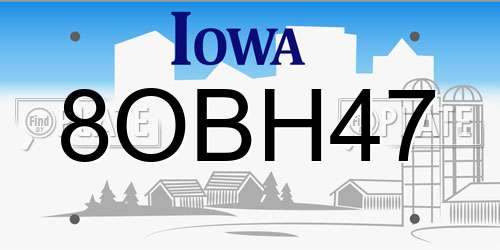 8OBH47 Iowa License Plate