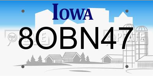 8OBN47 Iowa License Plate