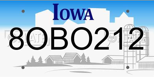 8OBO212 Iowa License Plate