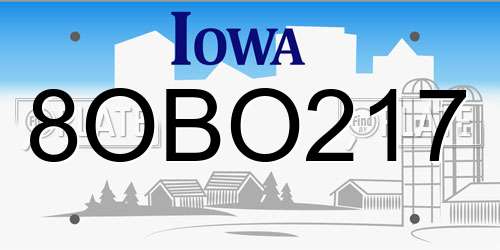 8OBO217 Iowa License Plate