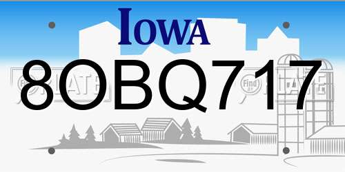 8OBQ717 Iowa License Plate