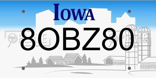 8OBZ80 Iowa License Plate