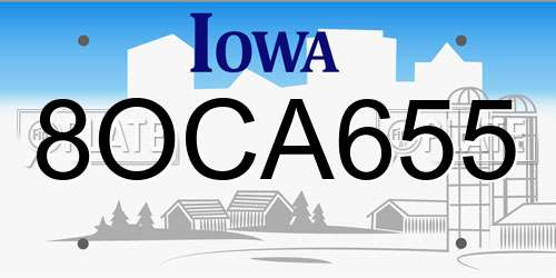 8OCA655 Iowa License Plate