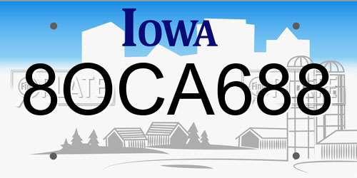 8OCA688 Iowa License Plate