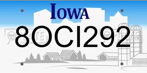 8OCI292 Iowa License Plate