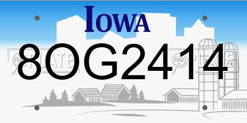 8OG2414 Iowa License Plate