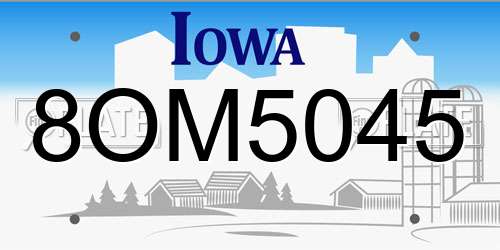 8OM5045 Iowa License Plate