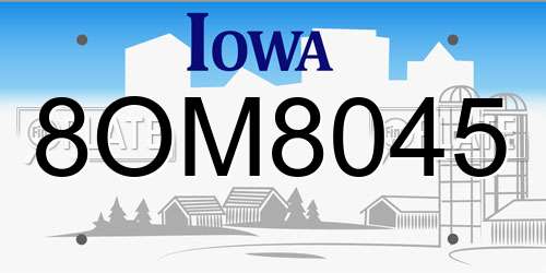 8OM8045 Iowa License Plate