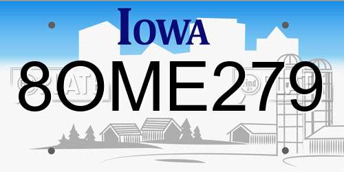 8OME279 Iowa License Plate