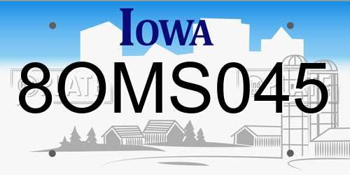 8OMS045 Iowa License Plate