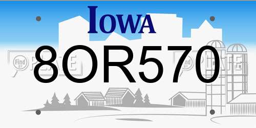 8OR570 Iowa License Plate