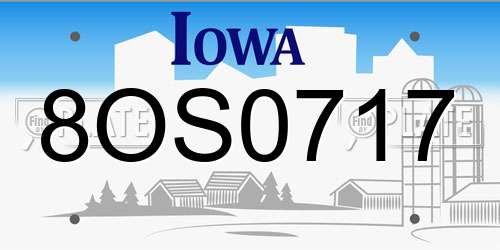8OS0717 Iowa License Plate