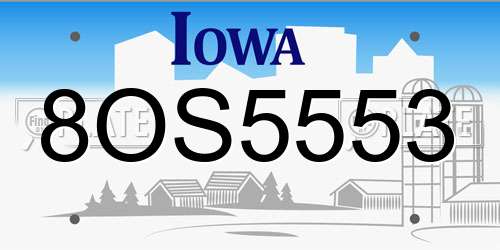 8OS5553 Iowa License Plate